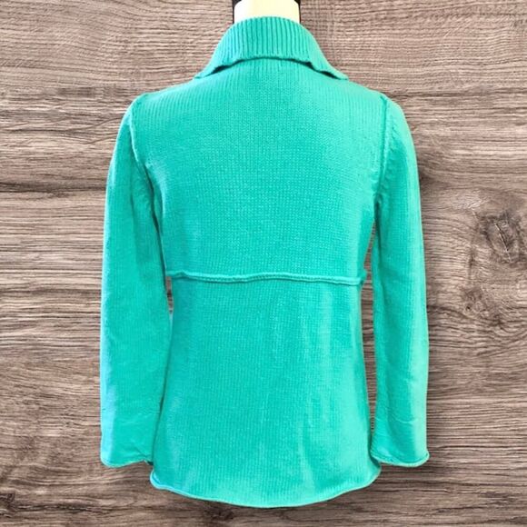 Pure Handknit 100% Cotton Aqua Button Detail Sweater XS/TP - Picture 4 of 8